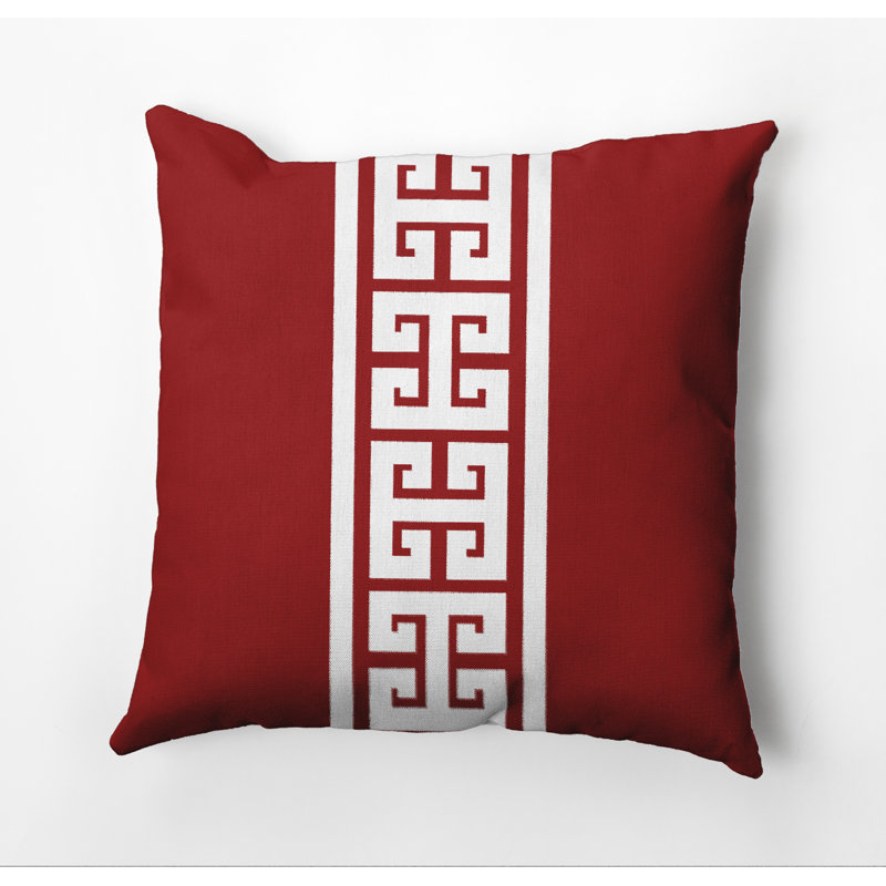 Housse de coussin carrée d’extérieur à rayures Key, 18 po x 18 po, Rouge