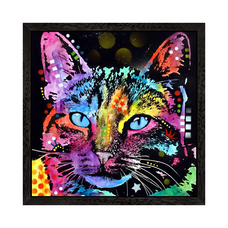 Thoughtful Cat by Dean Russo - Print on Canvas, Black Framed, 66.04 cm H x 66.04 cm W