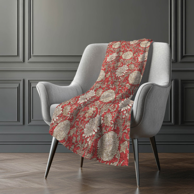 Jeté floral Sherpa ASB677 Addison, Rouge