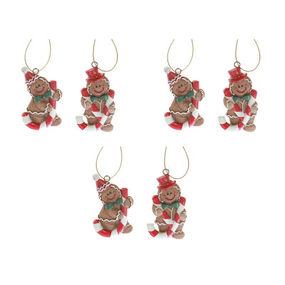 Polyresin Gingerbread Ornament (Asstd) - Set Of 6