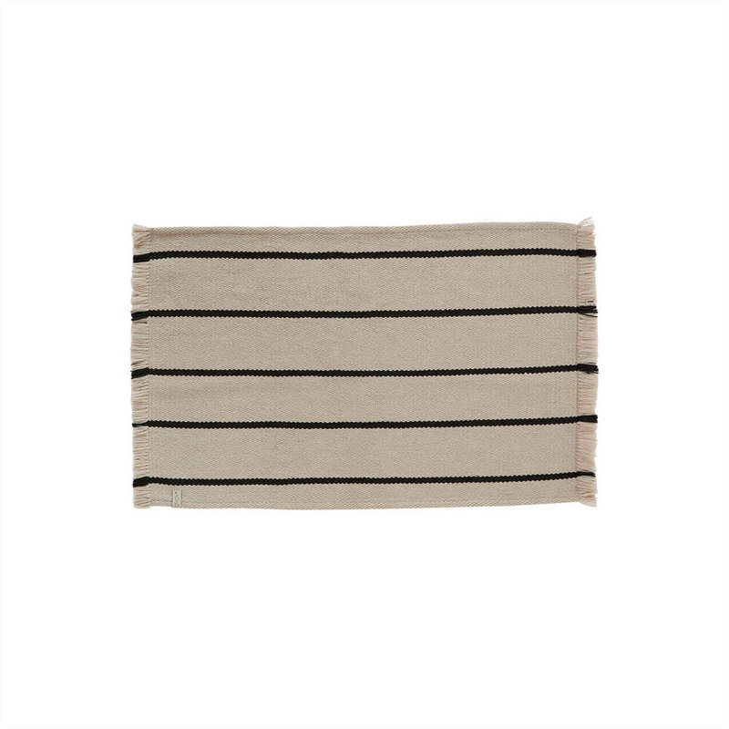 Lina Striped Bath Mat, Black/White