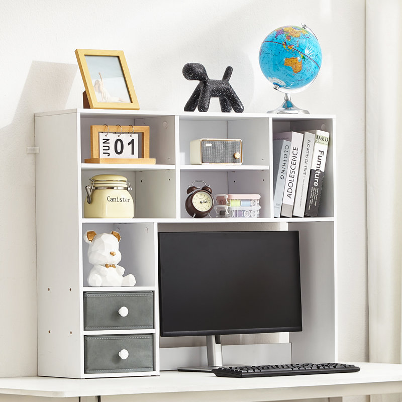 Rangement de bureau noir à 3 niveaux pour bureau et maison, Blanc
