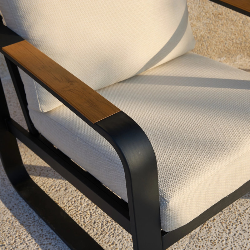 76cm Wide Straight Steel Patio Sofa, Off-White