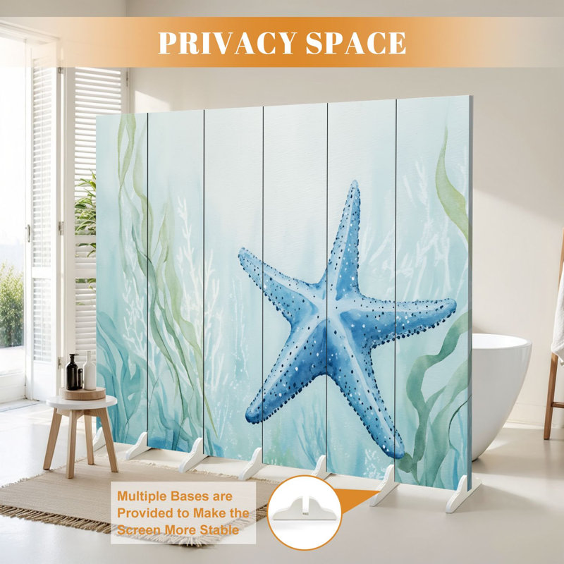 Cloison pliante 6 panneaux paravent Royal Seaweed