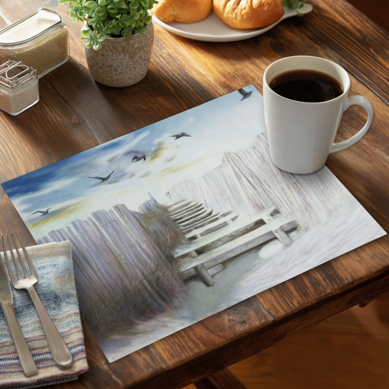 Break at the Beach Marine Bird Coastal Polyester Placemat