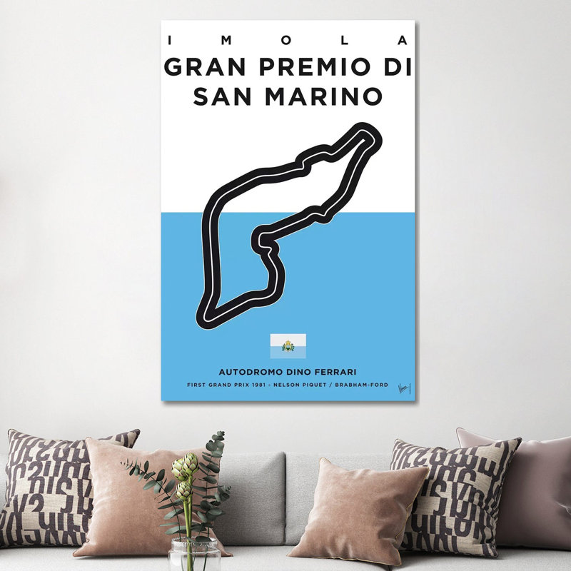 F1 Imola Track Minimal Poster by Chungkong - Wrapped Canvas Gallery-Wrapped Canvas Giclée, 66.04 cm H x 45.72 cm W