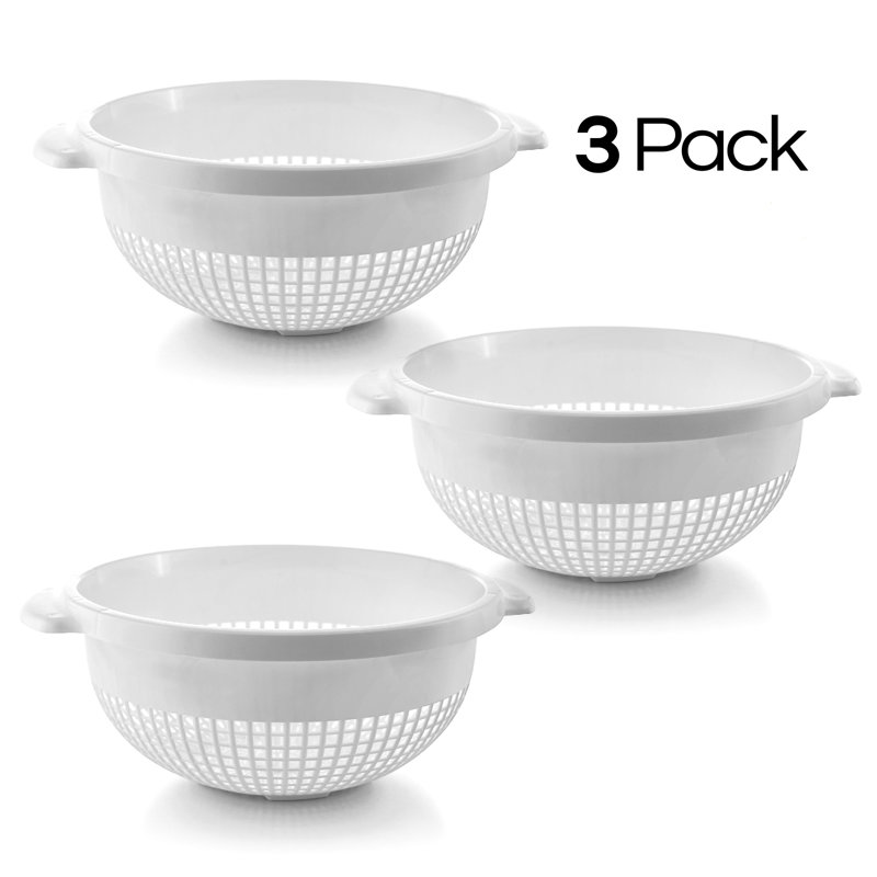 Ensemble de passoire en plastique 3 pièces ybm home, Blanc