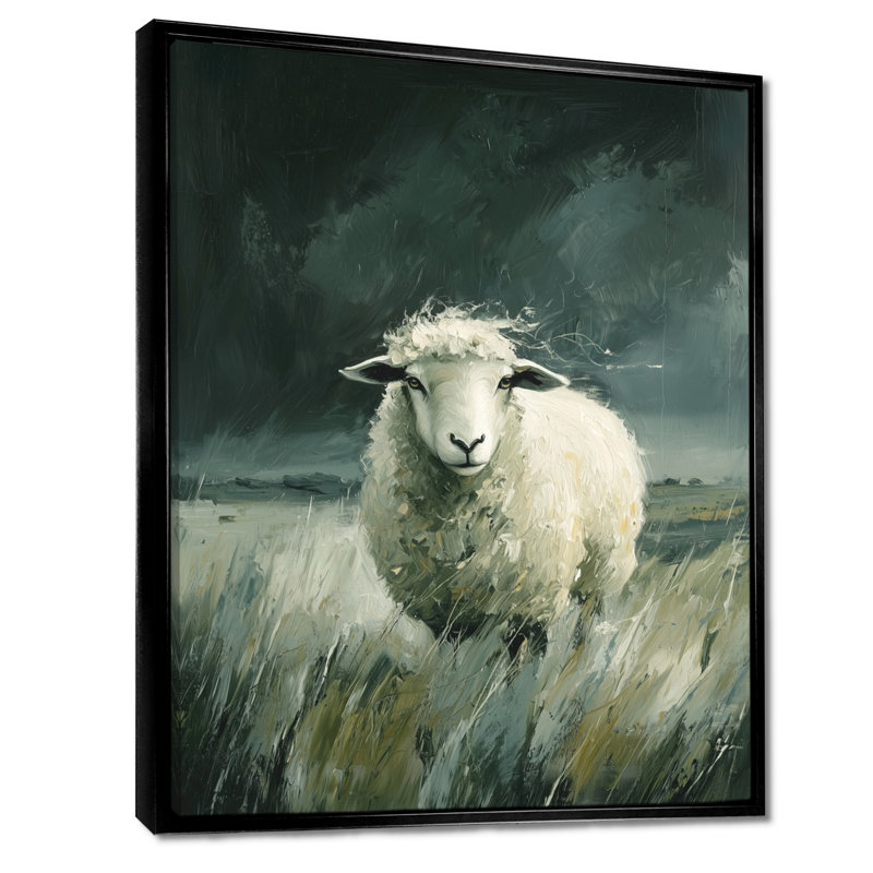 Art mural mural «Mouton», Noir, Impression encadrée flottante, H 20 po x l 12 po