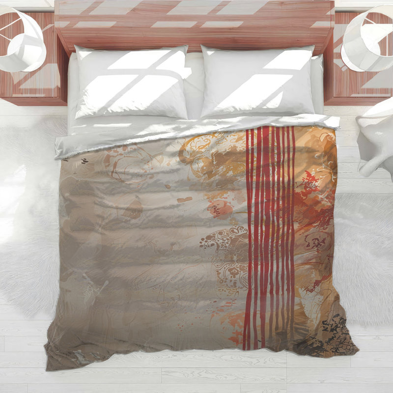 Abstract Beige Red Art Comforter, Twin