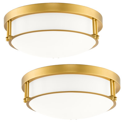 2 Pack 12 Inch 2-light Glass Flush Mount