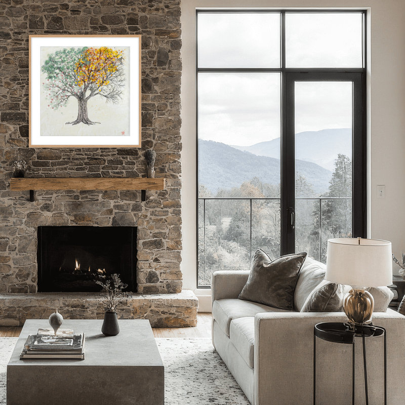 Nature Inspired "Changing Seasons" Canvas Wall Art By , 30" H x 30" W, Brown, Framed Print