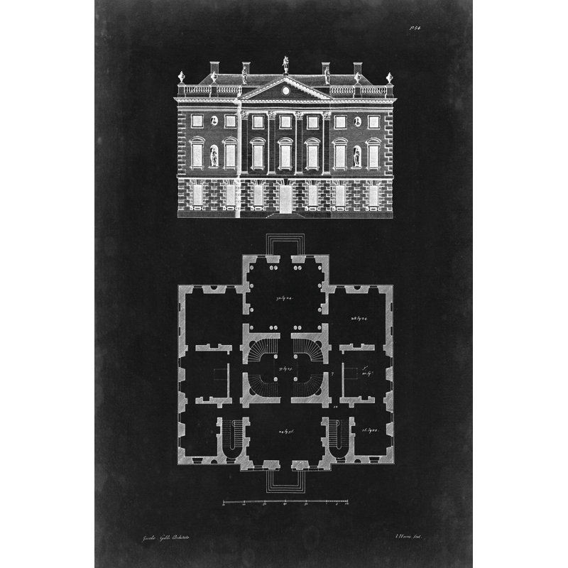 Graphic Building And Plan I - Wrapped Canvas Print, 46cm H x 30cm W x 3.8cm D