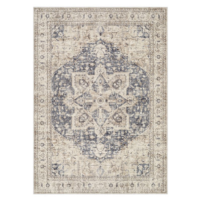 Adona Soft Washable Stain Resistant Vintage Floral Area Rug