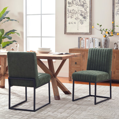 Chaise d'appoint en chenille rembourrée avec cadre en fer (ensemble de 2)