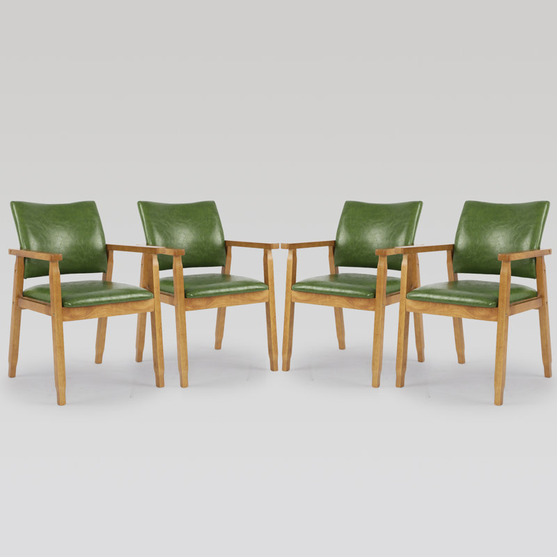 Chaise avec accoudoirs avec accoudoirs et pieds en bois massif Modern, Vert