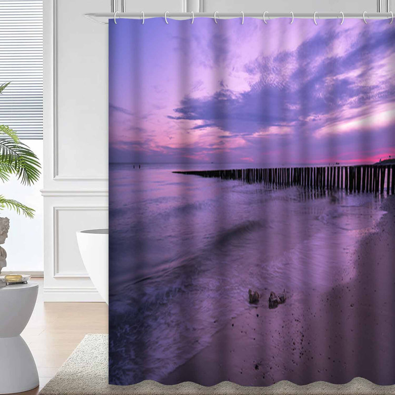 Rideau de douche à 12 crochets Violet Sunset, L 72 po x l 84 po