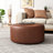 Round Upholstered In Brown Faux Leather, 31 Inches Wide, Deep, 16.5 High, With A Sleek Design And Comfortable Padding W, D, H, Offering Touch Of Elegance Comfort-1277450698