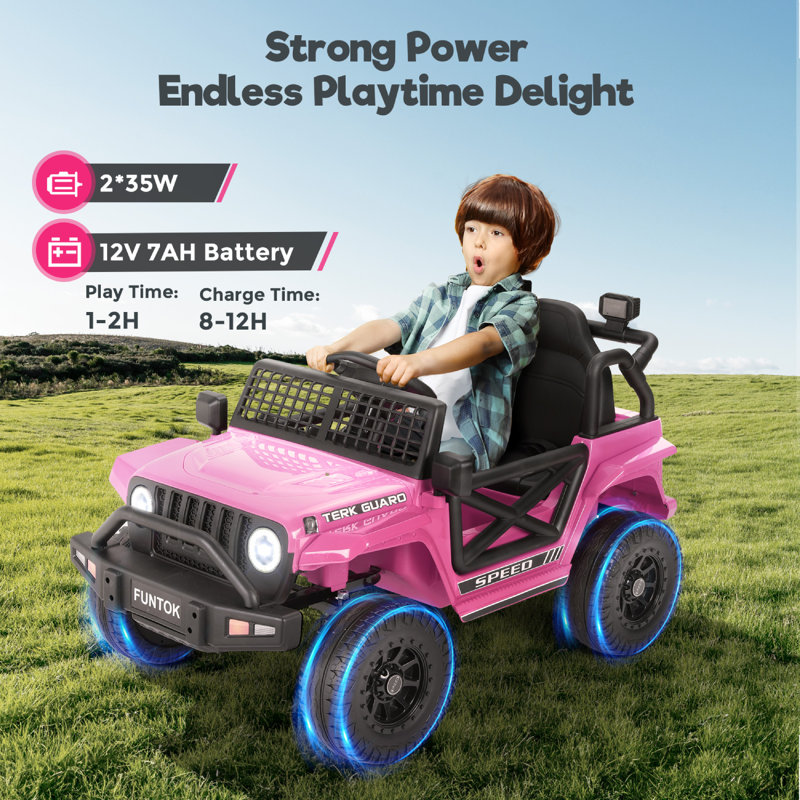 Kimbosmart Upgraded Kids Ride On Truck, 12V Electric Car w/Remote Control, , Wide Seat, Electric Vehicles for Kids to Drive