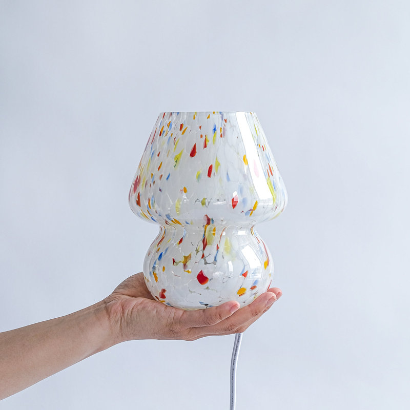 Glass Mushroom Table Lamp, Mini, Color Confetti, White/Red/Yellow, White/Red/Yellow