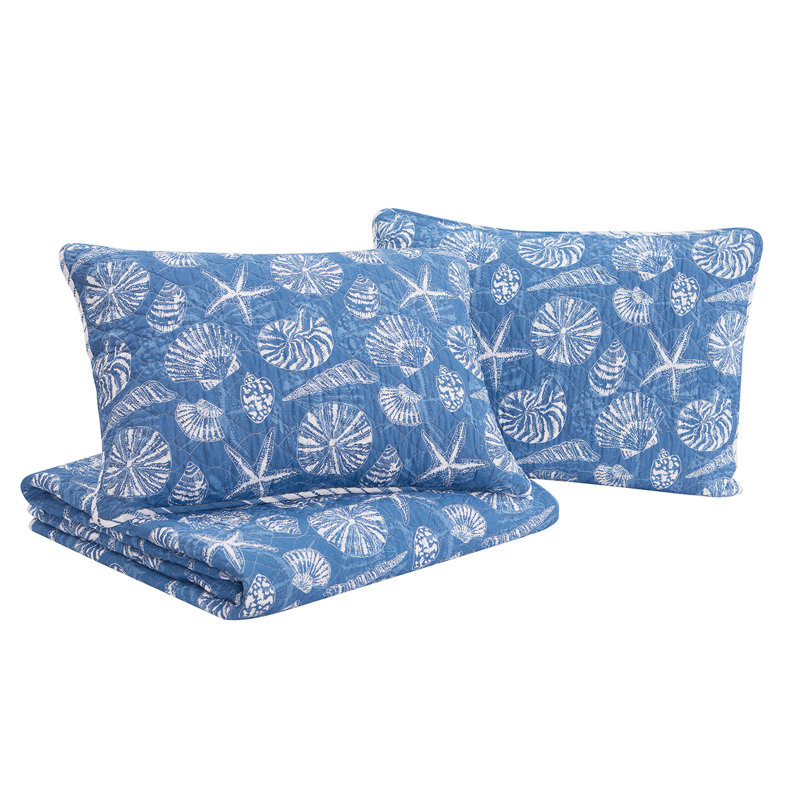 Mare Blue Reversible Cotton Twin Quilt Set