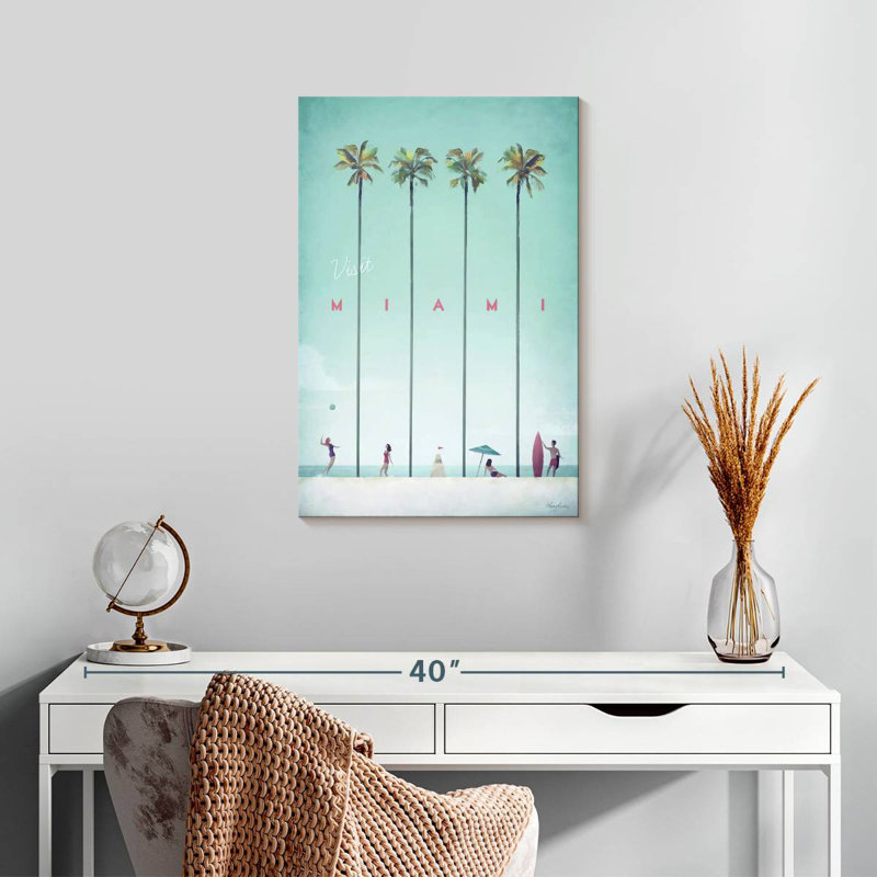 Affiche de voyage rétro Aime visit Miami, H 24 po x l 16 po