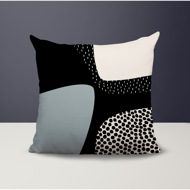 Coussin carré intérieur / extérieur pia, H 15 po x l 15 po, Gris / noir / blanc cassé
