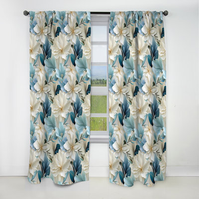 Coastal Symphony Tropical Pattern - Floral Curtain - Blackout Floral Curtain - 1 Panels