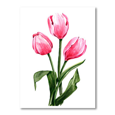 Trois tulipes rouges au printemps - Peinture sur toile