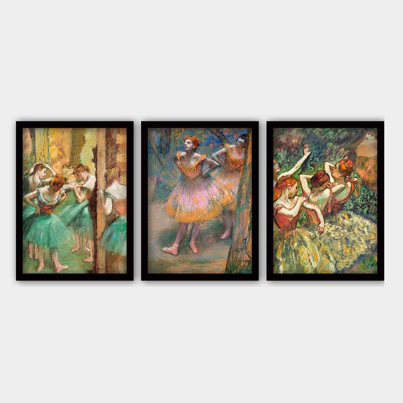 Ensemble de 3 peintures élégantes encadrées décoratives, 13,8 x 17,7 pouces chacune | 100% bois avec cadre 100% polystyrène (épaisseur: 0,8 pouce) | Impression numérique UV, parfaite pour le salon et la décoration intérieure