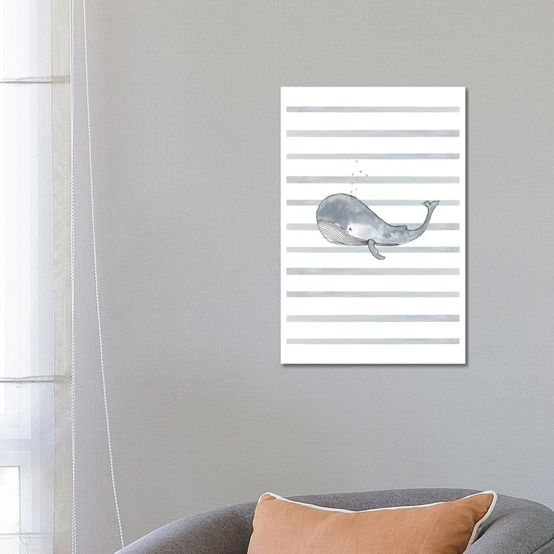 Whale Left Stripes I by Leah Straatsma - Wrapped Canvas Print, 20.32 cm H x 30.48 cm W