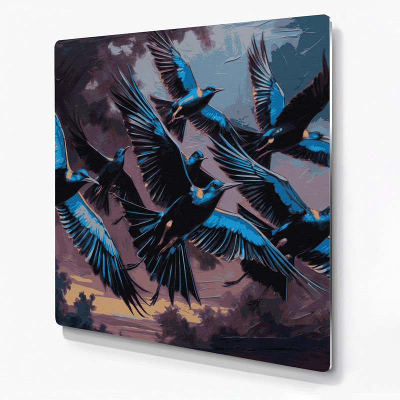 Art mural en métal oiseaux, H 96 po x l 96 po x P 0,05 po
