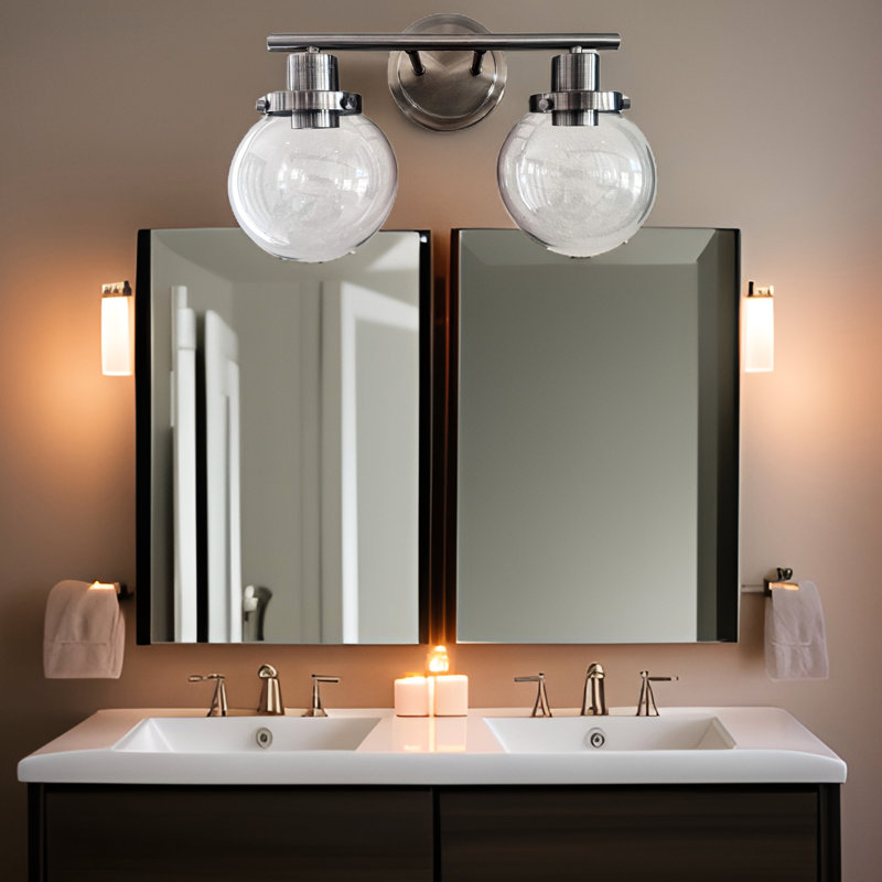 Black Wall Sconce Fixture, 2- With Clear Glass Shade, For Bathroom, Living Room Lamp Room, Bedroom Fixtures