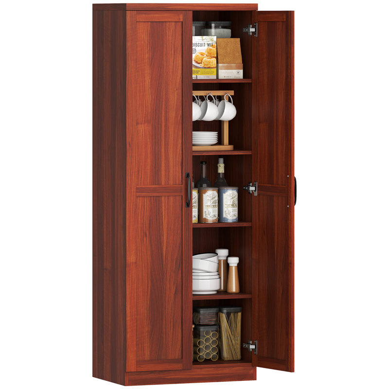 Armoire de rangement autoportante à 2 portes de 63 po à 2 portes avec 5 tablettes et 2 tablettes réglables Buzia, Tanné