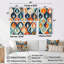 Symphonie botanique orange et bleue III - art mural moderne vert 4 pièces-78451383-78451382