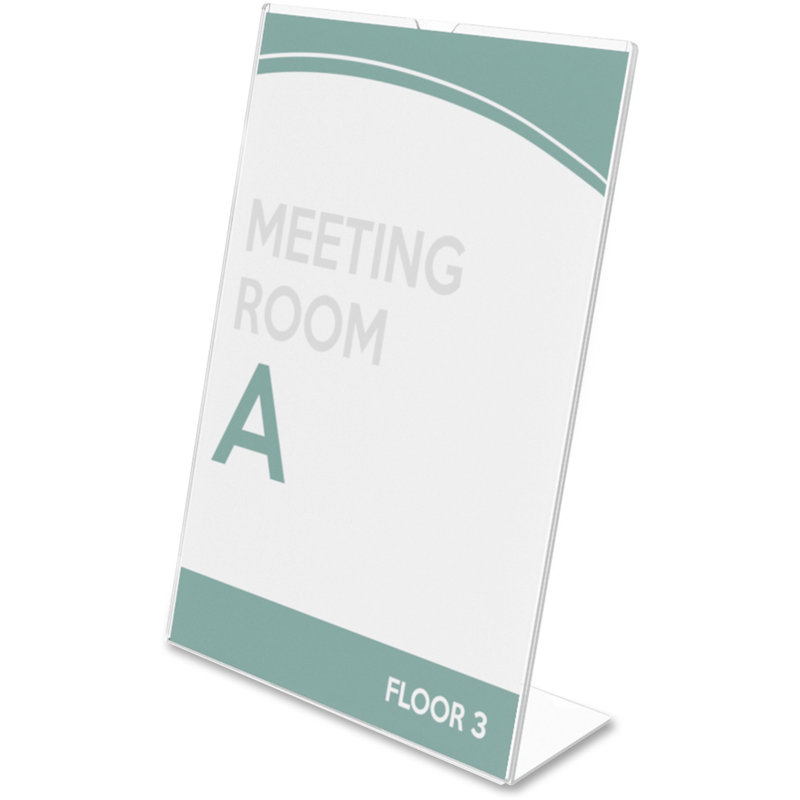Clear Polystyrene Plastic Slanted Desk Sign Holder 5" x 7"