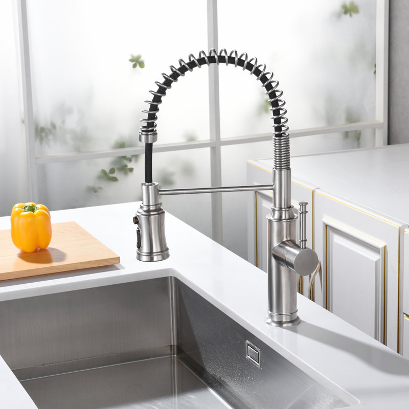 Robinet de cuisine rétractable Sumerain S6132P-XX-6133, Nickel brossé