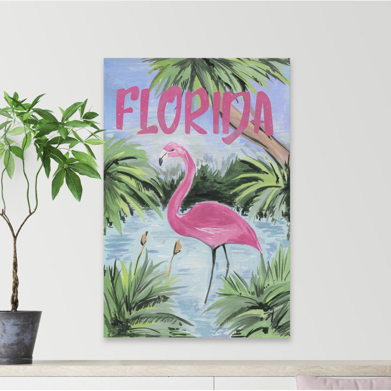 Wild Flamingo - reproduction d'art sur toile tendue, H 18 po x l 12 po x 1,5 po
