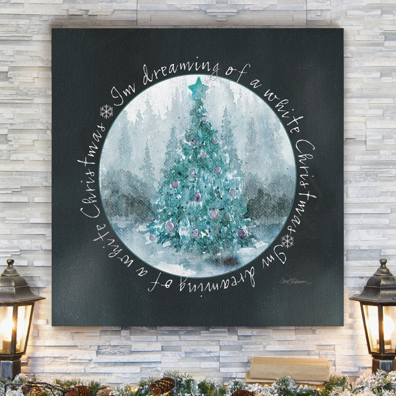 Blanc de Noël - imprimé, H 40 po x l 40 po x P 1 po, Toile tendue