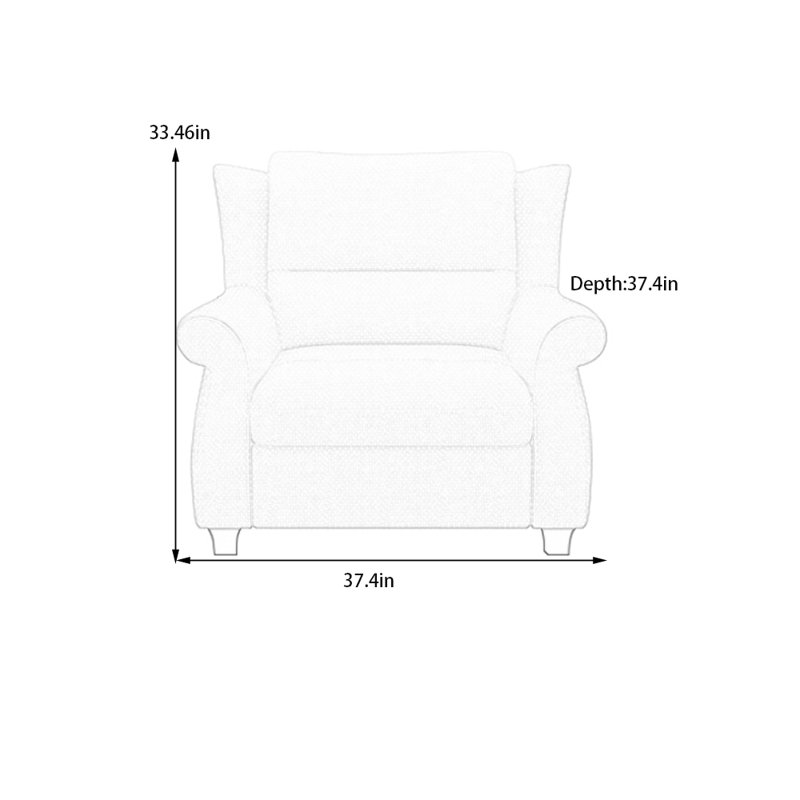 Ergonomically designed cotton and linen recliner, Light Gray