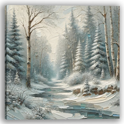 Crystal Forest Path: couteau à palette texturé, paysage d'hiver