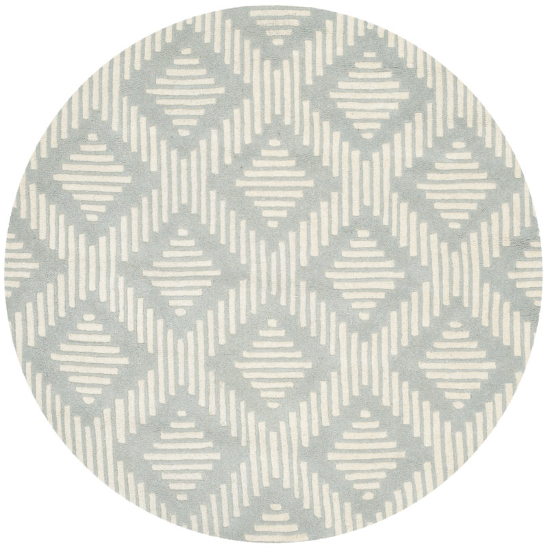 Hardouin Hand Tufted Wool Geometric Rug, Round 5'