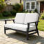 Causeuse d'extérieur en teck massif avec coussin et accoudoirs-605673264-605673263