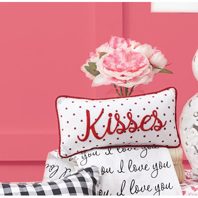 Kisses Dot Petite Accent Pillow Valentine's Day Printed and Embroidered