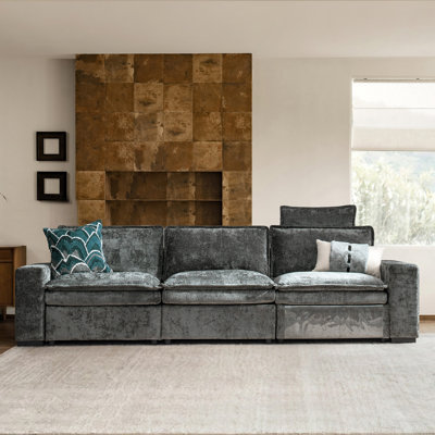 Raimundo 127"W Modern Oversized Sofa with One Reclining Seat and Lift-up Footrest
