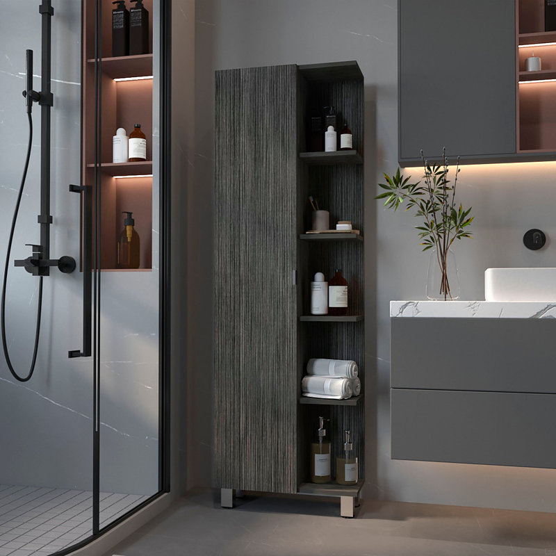 Armoire à linge à 5 tablettes, Gris