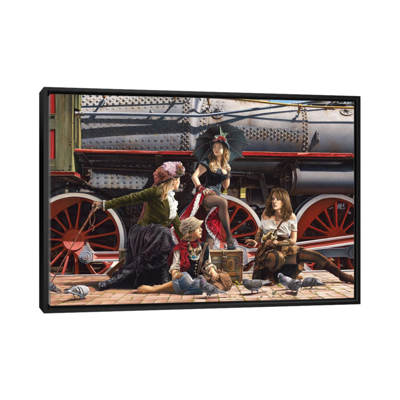 «Last Train for the Coast», impression sur toile, H 18 po x l 26 po x P 1,5 po, Toile avec cadre noir, Pas de tapis