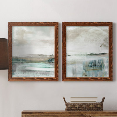 Summer Teal I - ensemble de 2 peintures sur toile encadrées