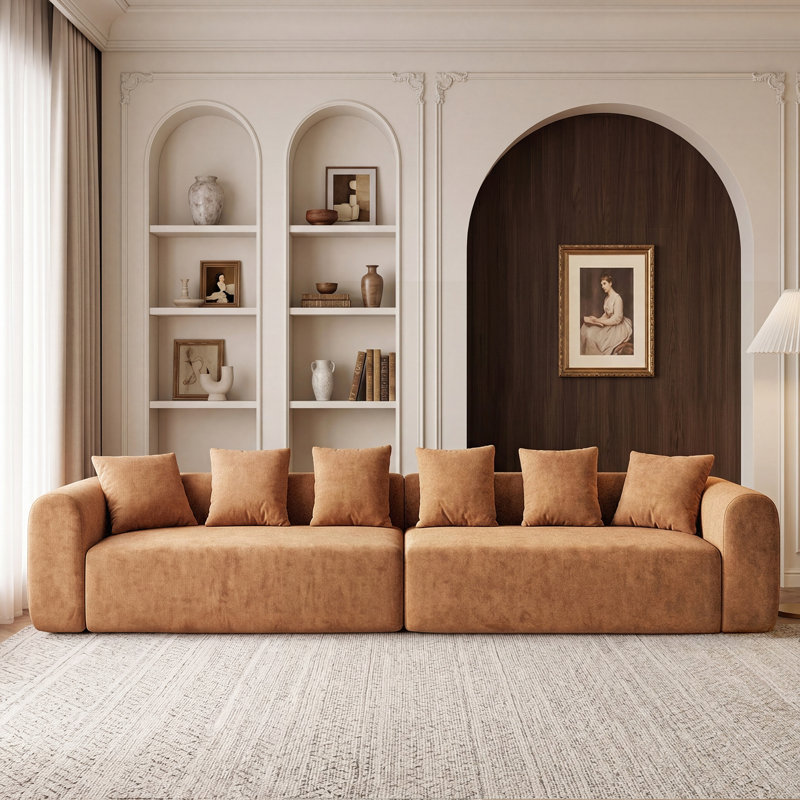 Canapé modulaire Modern, Brun, H 24,8 po x l 144,4 po x P 24,8 po