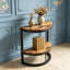 Table de bout semi-ronde étroite avec structure en métal, table d'appoint en demi-lune en bois brun rustique, table d'angle murale pour le salon, la chambre à coucher et le petit espace