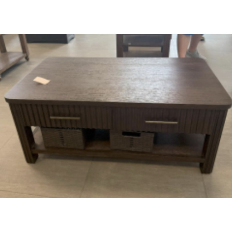 Table basse rustique en bois foncé avec tiroirs, Marron foncé